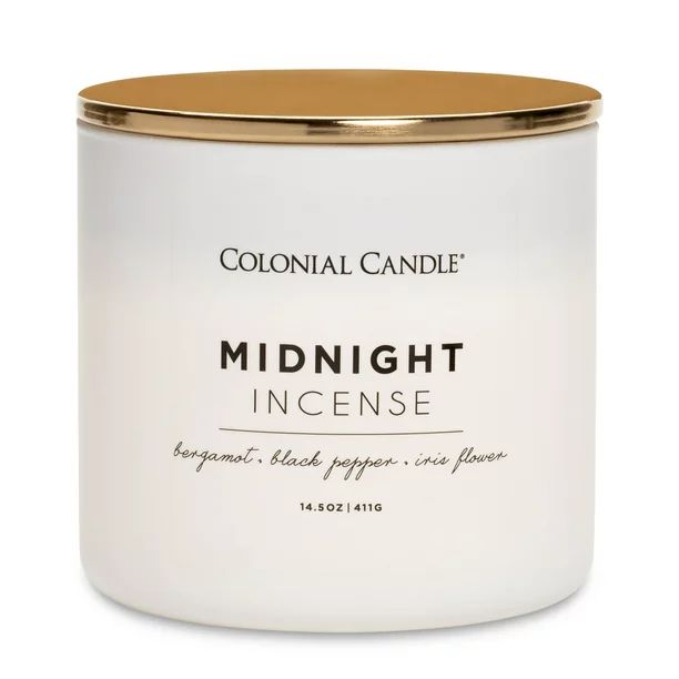 Colonial Candle Midnight Incense 14.5oz 3 Wick Candle, White | Walmart (US)