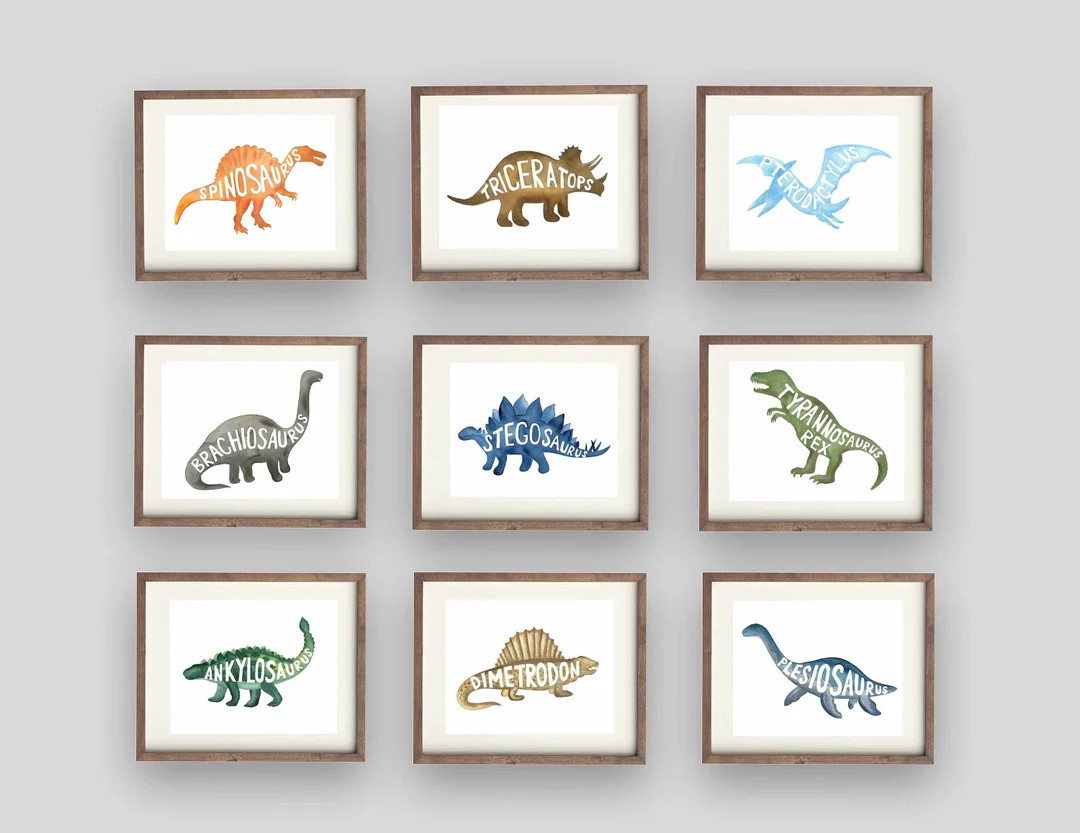 Dinosaur wall art decor for boy nursery bedroom, children wall art prints | Etsy (US)