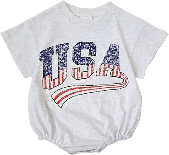 4th of July Baby Boy Girl Outfit, Boy Girl Short Set Retro USA American Flag Clothes | Amazon (US)