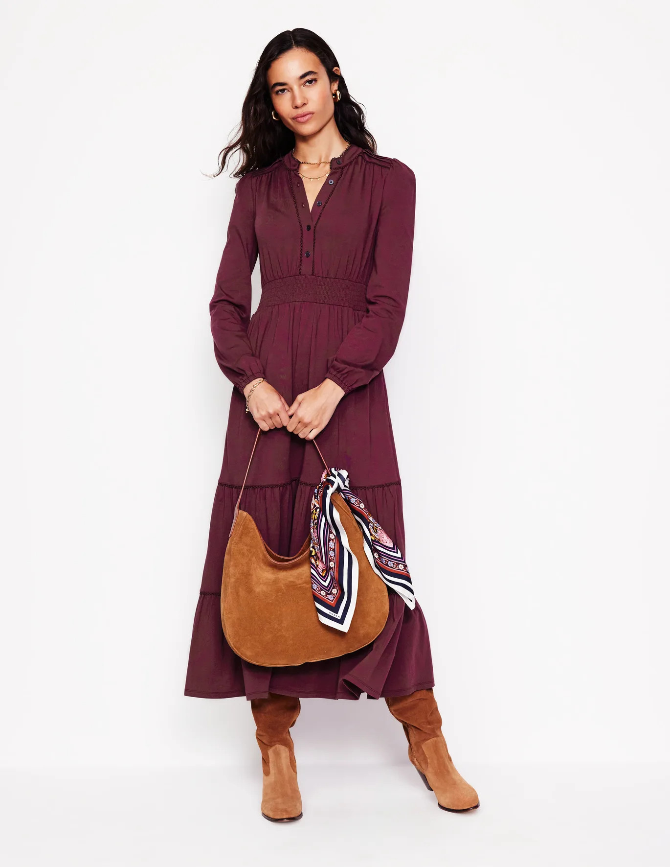 Shirred Waist Tier Midi Dress | Boden (US)