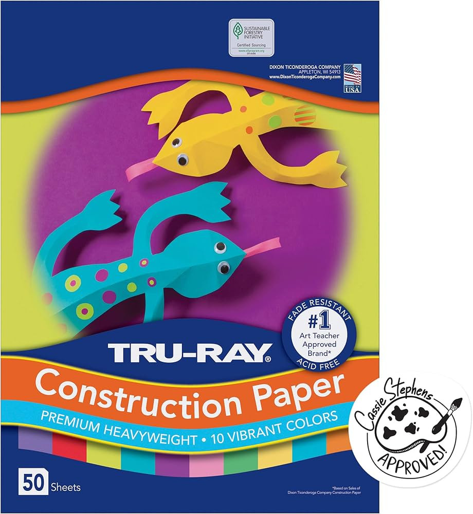 Tru-Ray Construction Paper, 10 Vibrant Colors, 9" x 12", 50 Sheets | Amazon (US)
