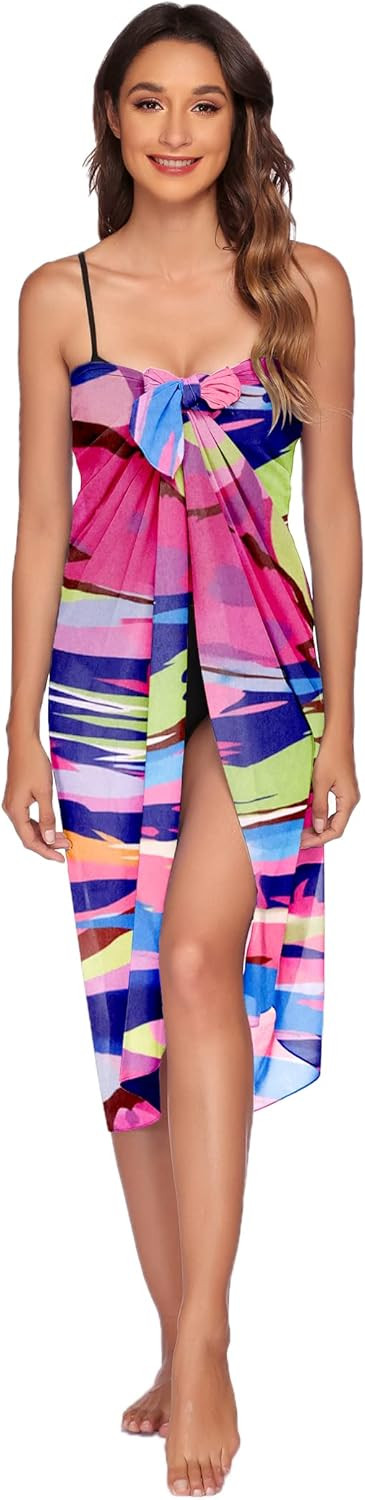 Ekouaer Women Sarong Swimsuit Coverups Chiffon Long Bikini Wraps Sheer Beach Bathing Suit Cover U... | Amazon (US)