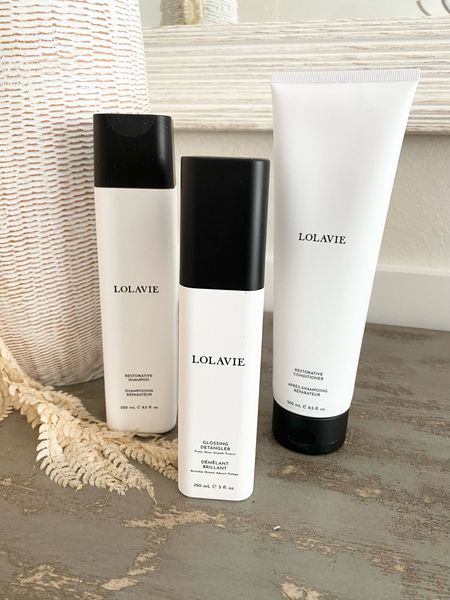 Lolavie shampoo, conditioner & detangler! The detangler is 100% a must, it works so well and truly gets tough knots out. I have super long, thick hair..if you’re the same, definitely recommended 🫶🏼

#LTKbeauty #LTKFind