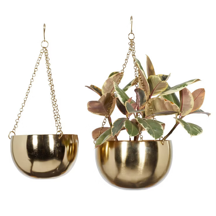 Set of 2 Metallic Hanging Planters - Olivia & May | Target
