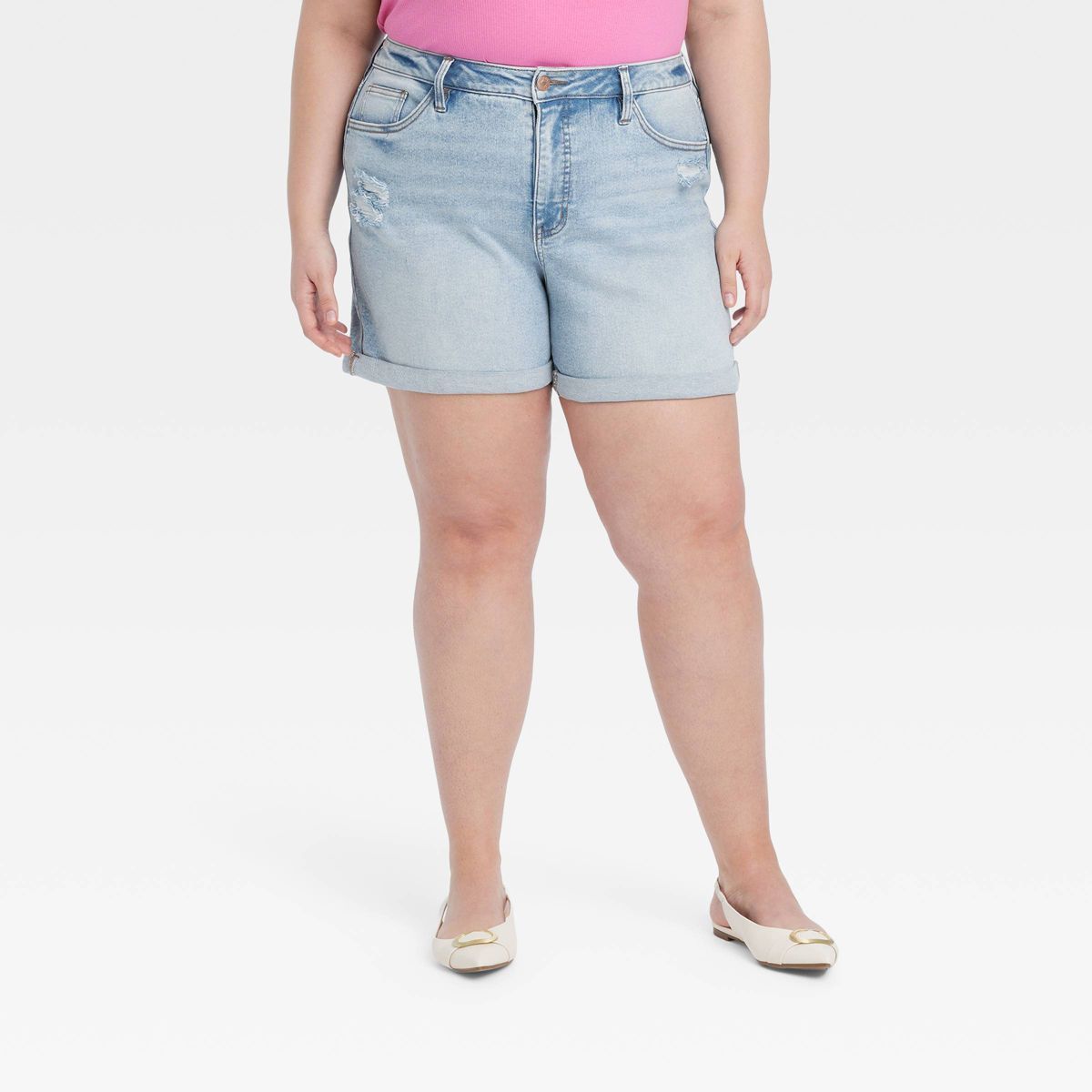 Women's High-Rise Midi Jean Shorts - Ava & Viv™ Light Wash 18 | Target