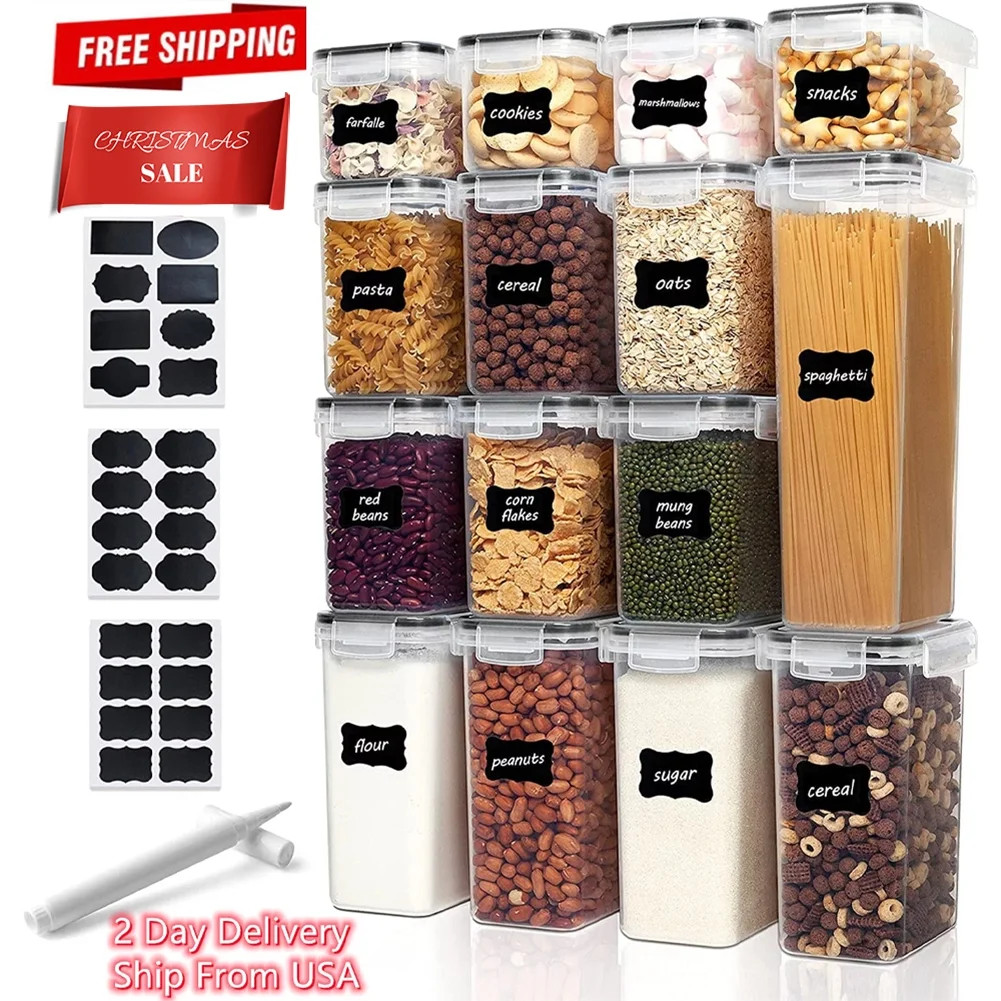 Airtight Food Storage Containers Set 15Pcs With Lids, Cereal Flour Sugar Canister Set, BPA Free P... | Walmart (US)