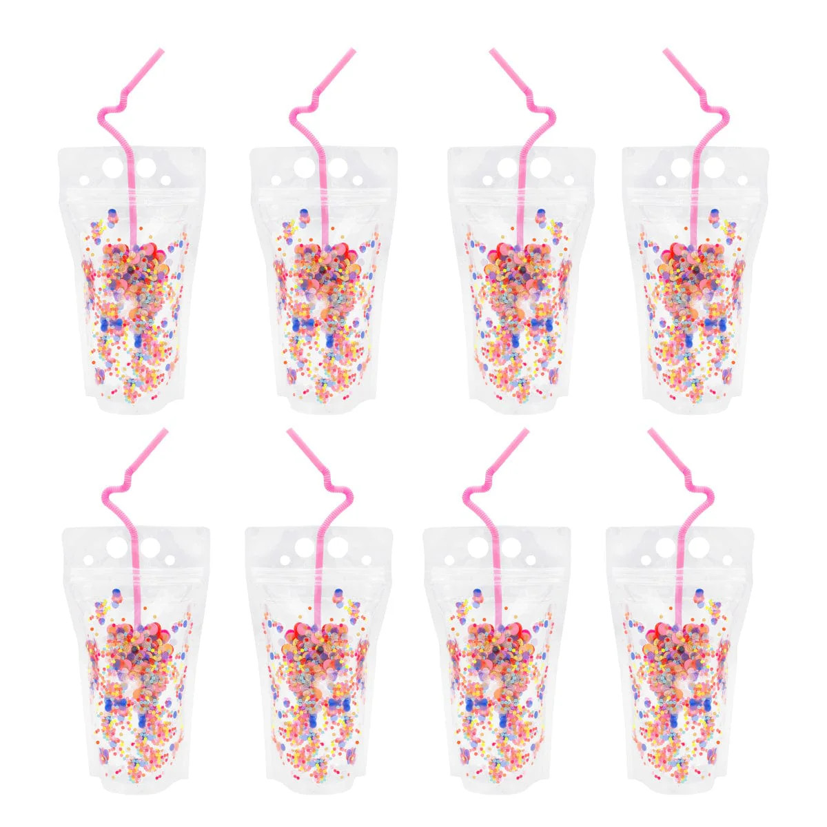 Multicolor Confetti Drink Pouches (Reusable set of 8 or 16) | Packed Party