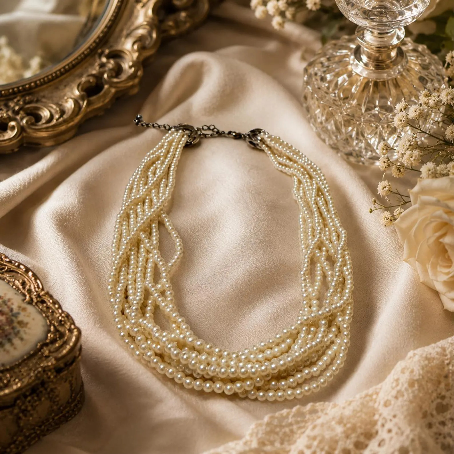Vintage 8 Strand Faux Pearl Necklace | Etsy (Global)
