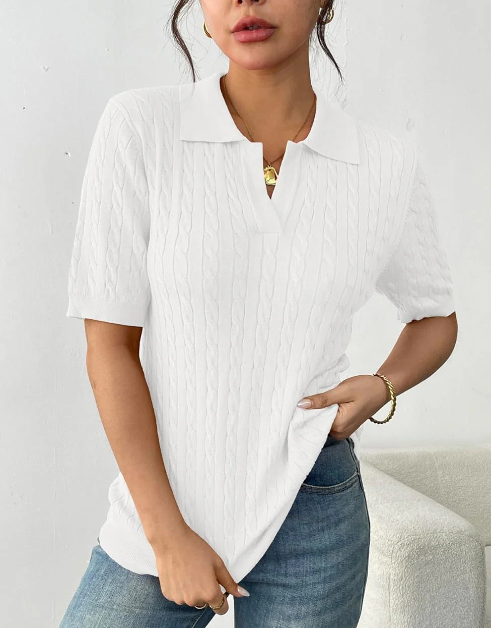 Zeagoo Women Short Sleeve Sweater Pullover Polo Tops | Zeagoo