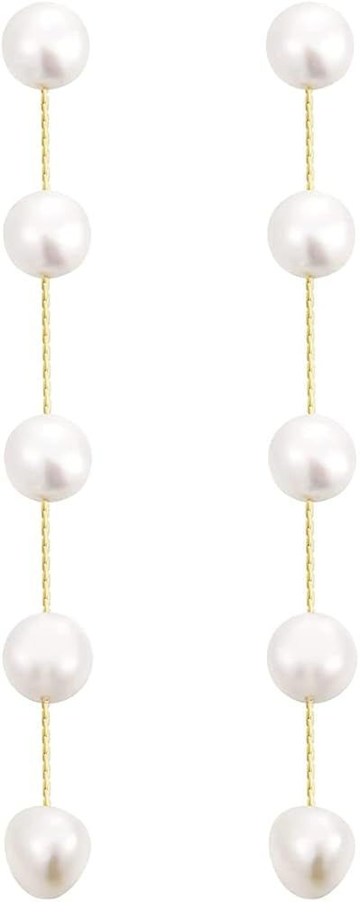 366DAYS 14k Gold/Silver Plated Pearl Drop Dangle Earrings for Women Long Chain Tassel Earrings St... | Amazon (US)