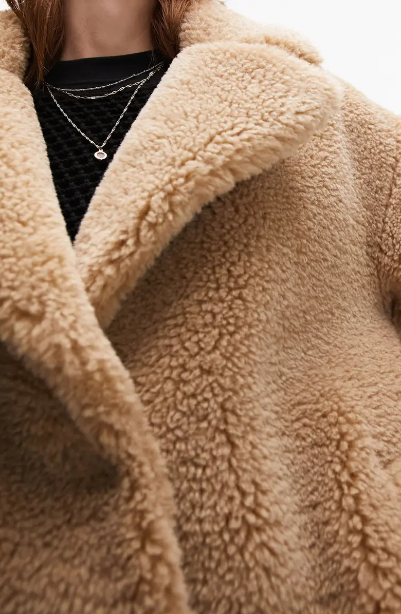 Topshop Borg Notch Collar Faux Shearling Coat | Nordstrom | Nordstrom