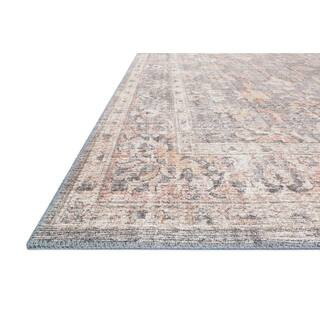LOLOI II Skye Grey/Apricot 7 ft. 6 in. x 9 ft. 6 in. Traditional Polyester Pile Runner Rug SKYESK... | The Home Depot