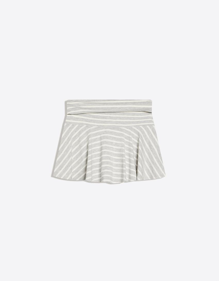 Mini skirt with double turn-up waist - Skirts - Women | Bershka UK