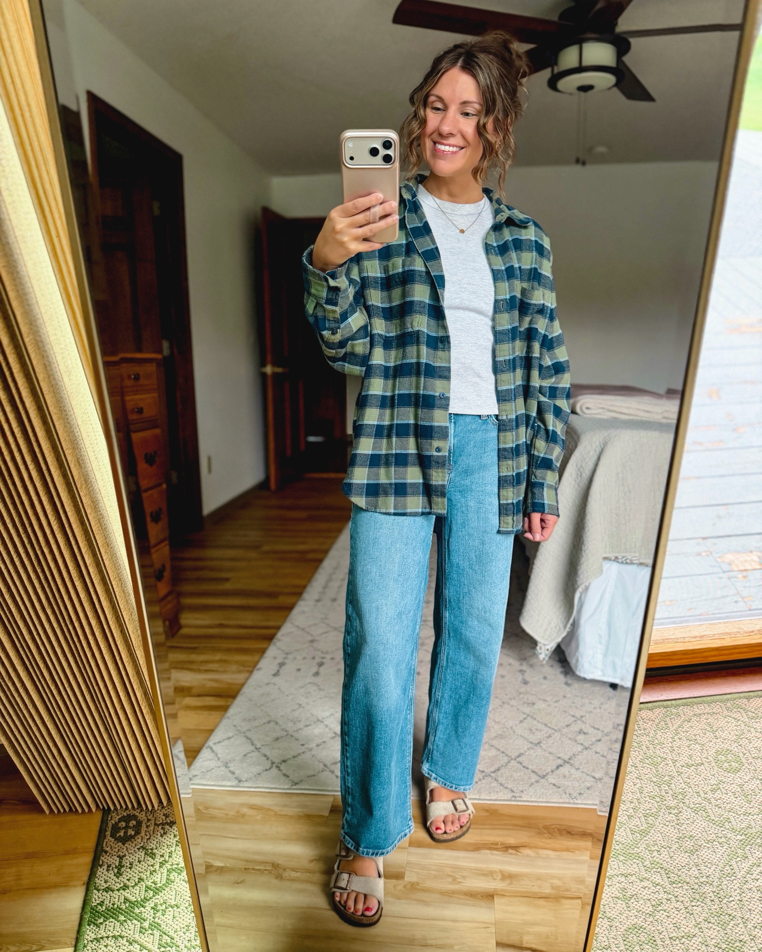 small in my tee, xxs in my flannel (100% cotton!) and 00 short/petite in my jeans. My Birkenstock sandals are size 36.

#LTKSwim #LTKSeasonal #LTKootd