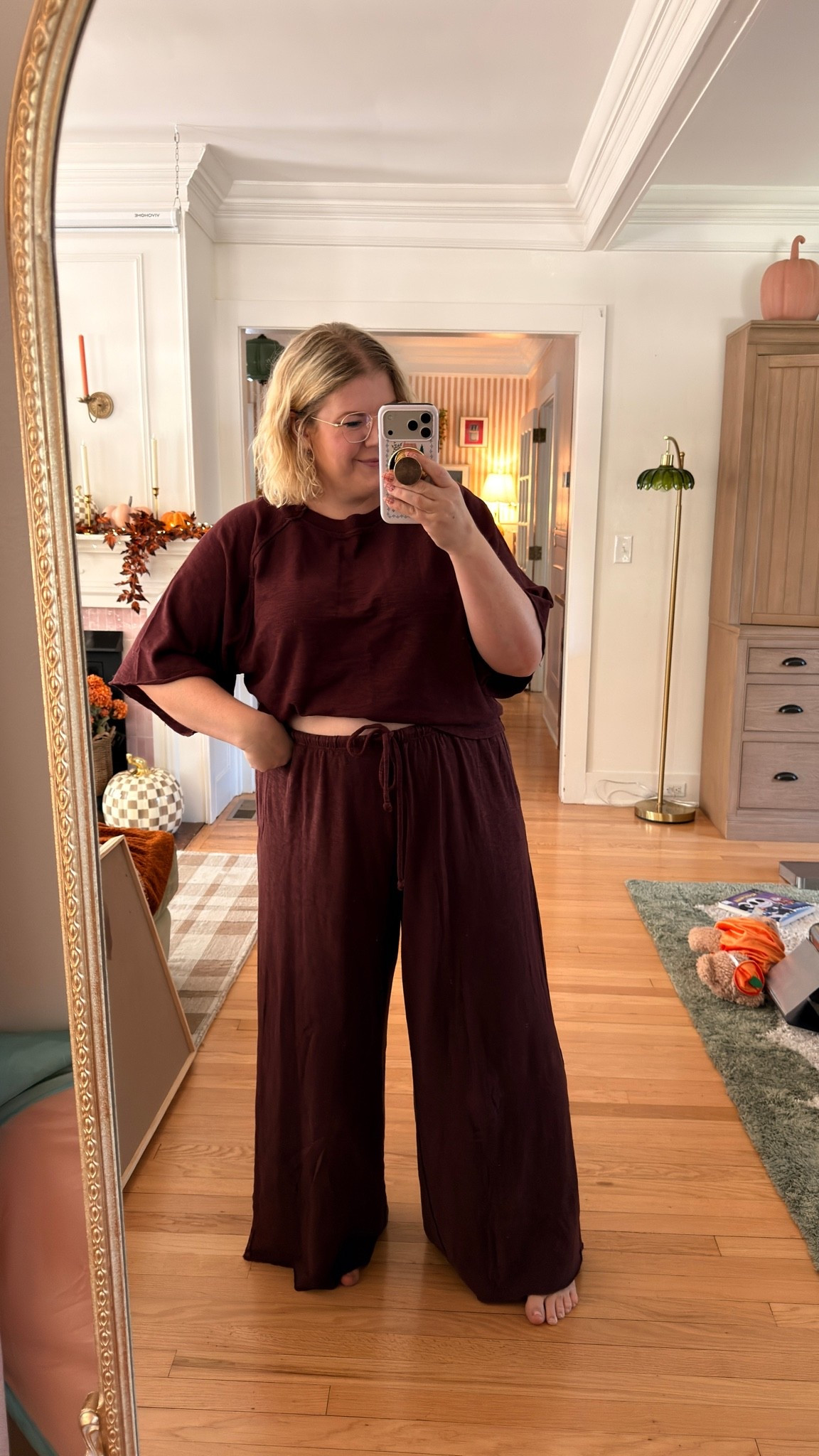 Runs big! Wearing L top XL bottom