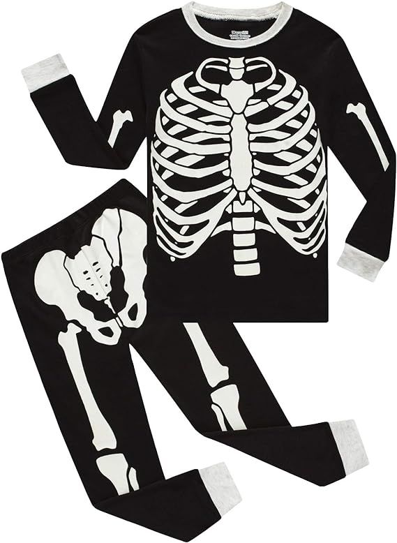 Amazon.com: Boys Pajamas Skeleton Glow in The Dark Pajamas Halloween Costumes Sleepwear 3T Black ... | Amazon (US)