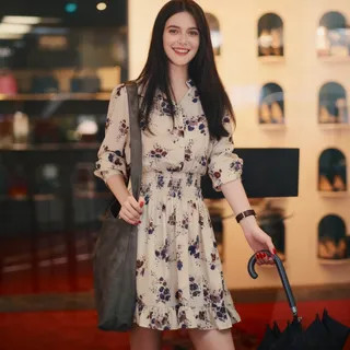 Angel Shine - Long-Sleeved Floral Print Chiffon Dress | YesStyle | YesStyle Global
