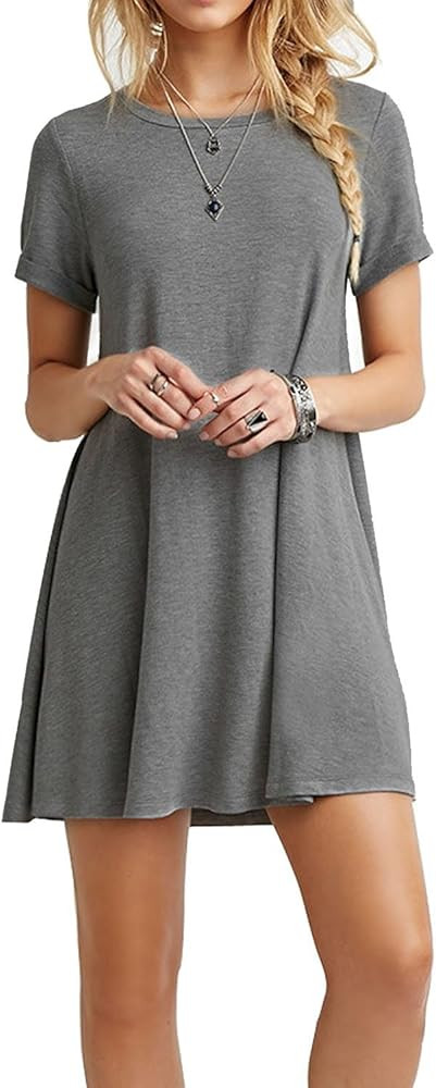 TINYHI Women's Swing Loose T-Shirt Fit Comfy Casual Flowy Cute Swing Tunic Dress | Amazon (US)