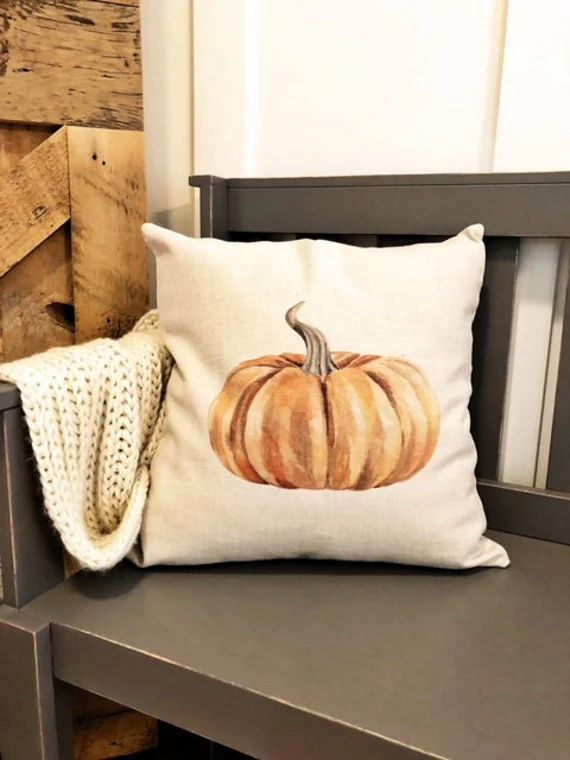 Fall Pillow Cover - Pumpkin Pillow Cover - Fall Decor - Watercolor Pumpkin Pillow Cover - Autumn ... | Etsy (US)