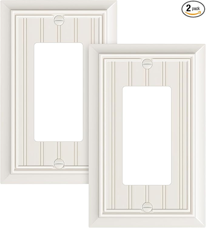 2-Pack Classic Beadboard Decorator Wall Plate Cover, Light Almond Decorative Switch Plates and Ou... | Amazon (US)