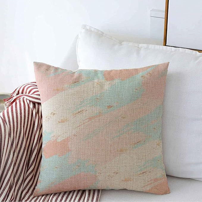 Throw Pillow Cover Pastel Design Lipstick Element Grunge Ink Transparent Pattern Rough Rosegold A... | Amazon (US)