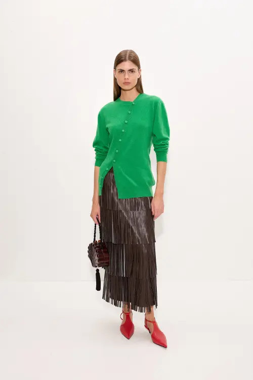 SIMONMILLER Za Za Vegan Leather Fringe Skirt in Dark Choco Brown at Nordstrom, Size Large | Nordstrom