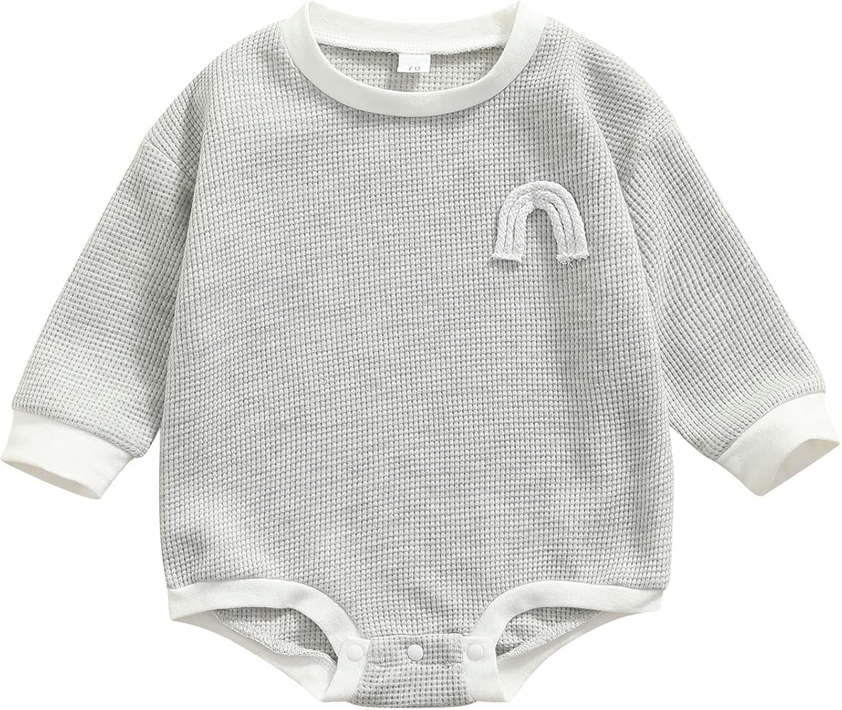 Amazon.com: Baby Boy Girl Crewneck Sweatshirt Onesie Oversized Sweater Shirts Long Sleeve Romper ... | Amazon (US)