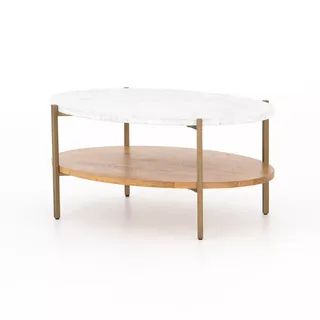 Olga 36" Oval Coffee Table Golden Brass | Scout & Nimble