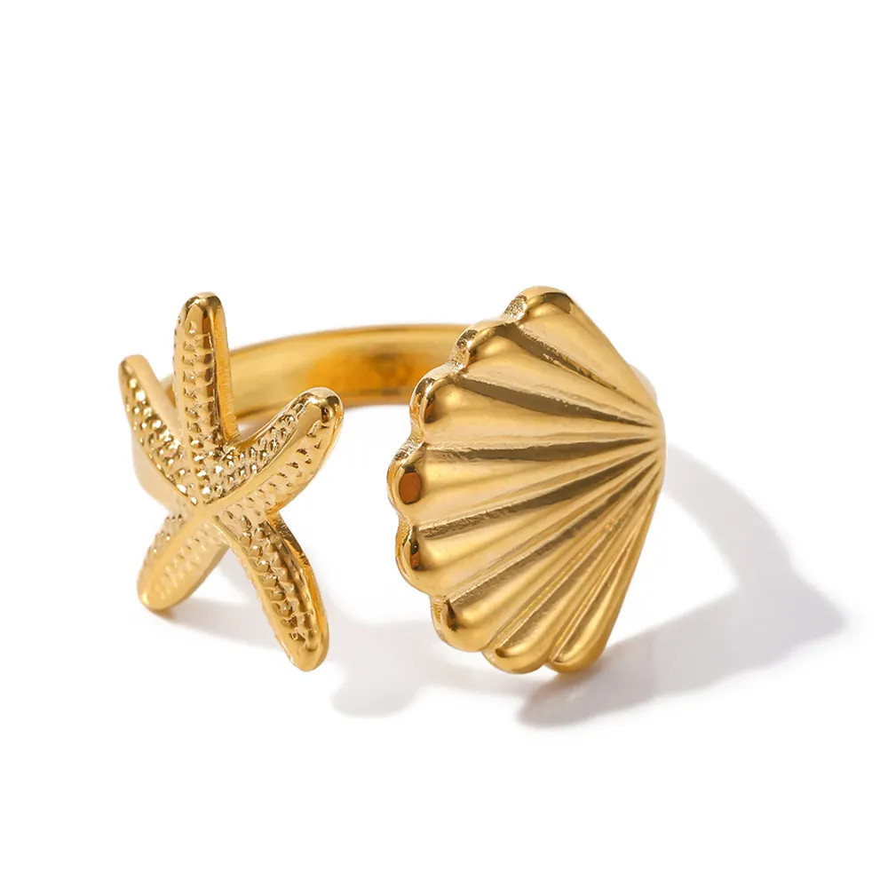 Giselle Shell and Starfish Ring | Liv Bella Vita
