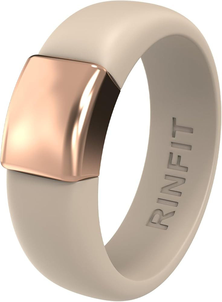 Rinfit Silicone Rings for Women - Silicone Wedding Bands - Womens Rubber Ring with Stainless Stee... | Amazon (US)