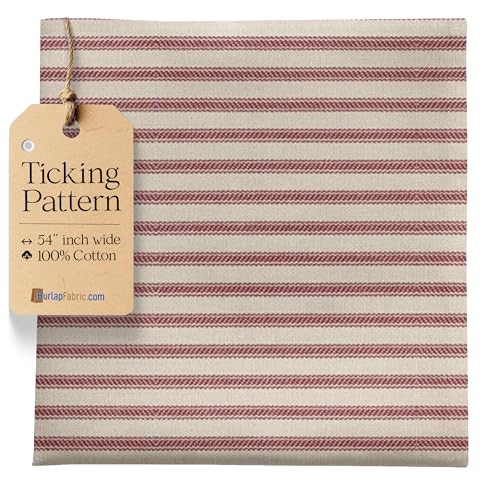 Red Striped Ticking Fabric by The Yard - 54" Wide 100% Cotton Material for Upholstery, Pillow Ticking, Plaid & Striped Quilting Fabric for DIY Sewing Projects - Made in USA | Amazon (US)