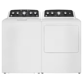 GE 4.5-cu ft High Efficiency Agitator Top-Load Washer and Electric Dryer Set in White | Lowe's