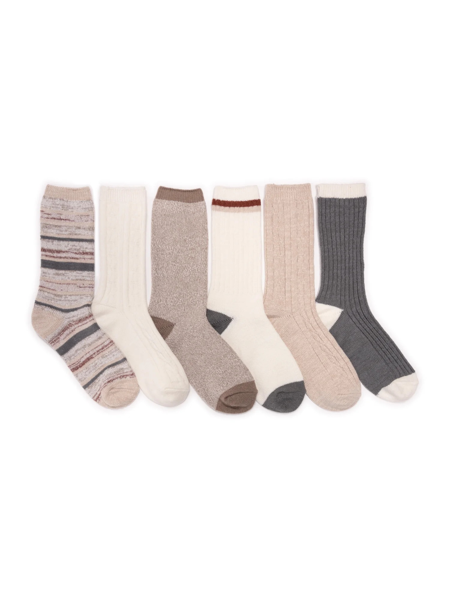 MUK LUKS Women's Fluffy Dream Crew Boot Socks, 6-Pack, OSFM | Walmart (US)