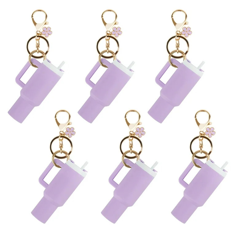 Aspire 6Pcs Mini Tumbler Keychains with Flower, Cute Cup Accessories, Purse Handbag Backpack Char... | Walmart (US)