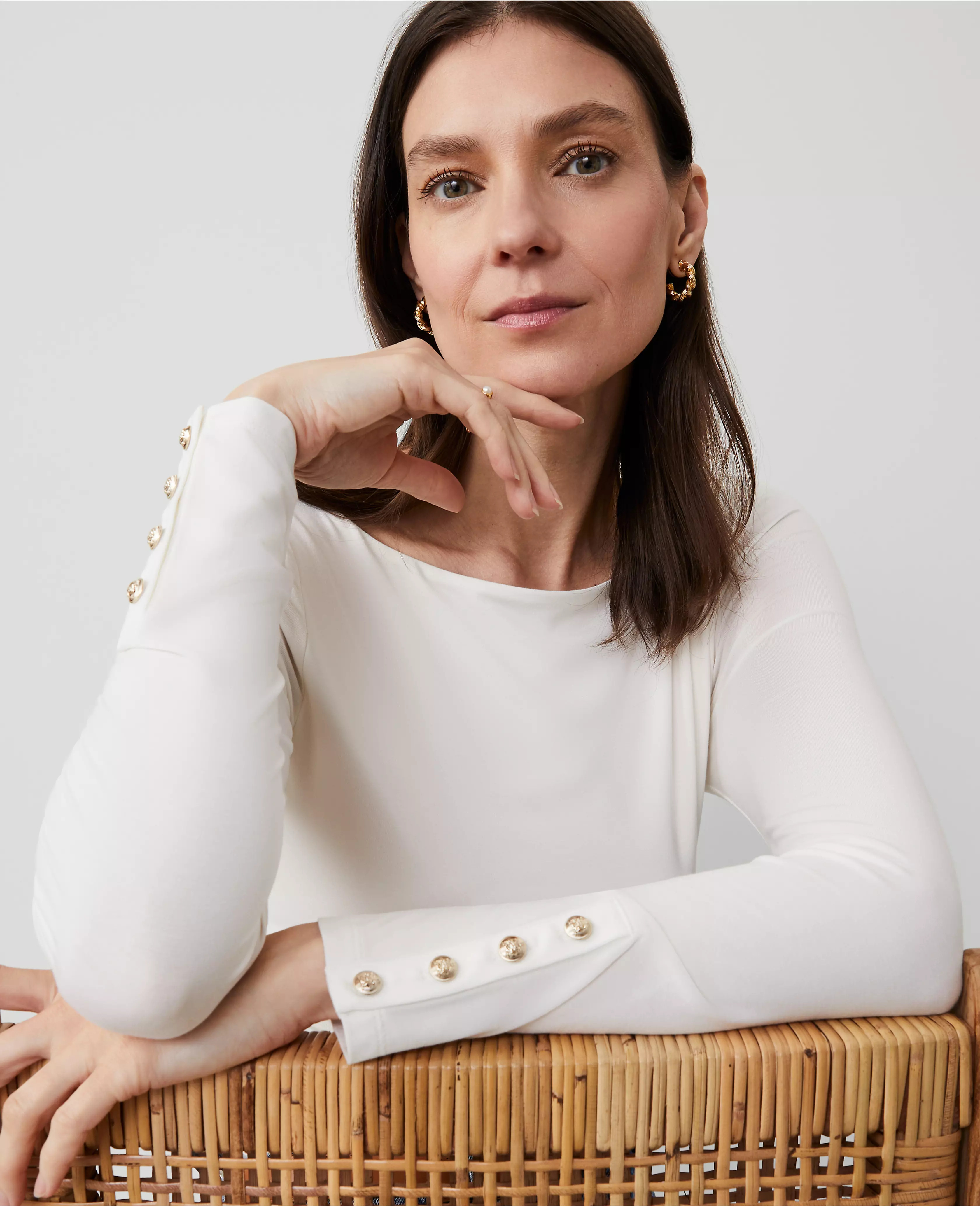 Button Cuff Boatneck Top | Ann Taylor (US)