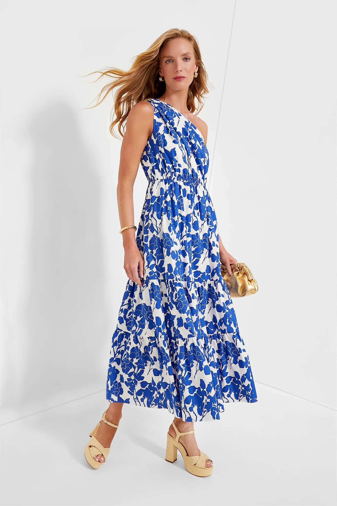 Blue Floral One Shoulder Sybil Maxi Dress | Tuckernuck (US)