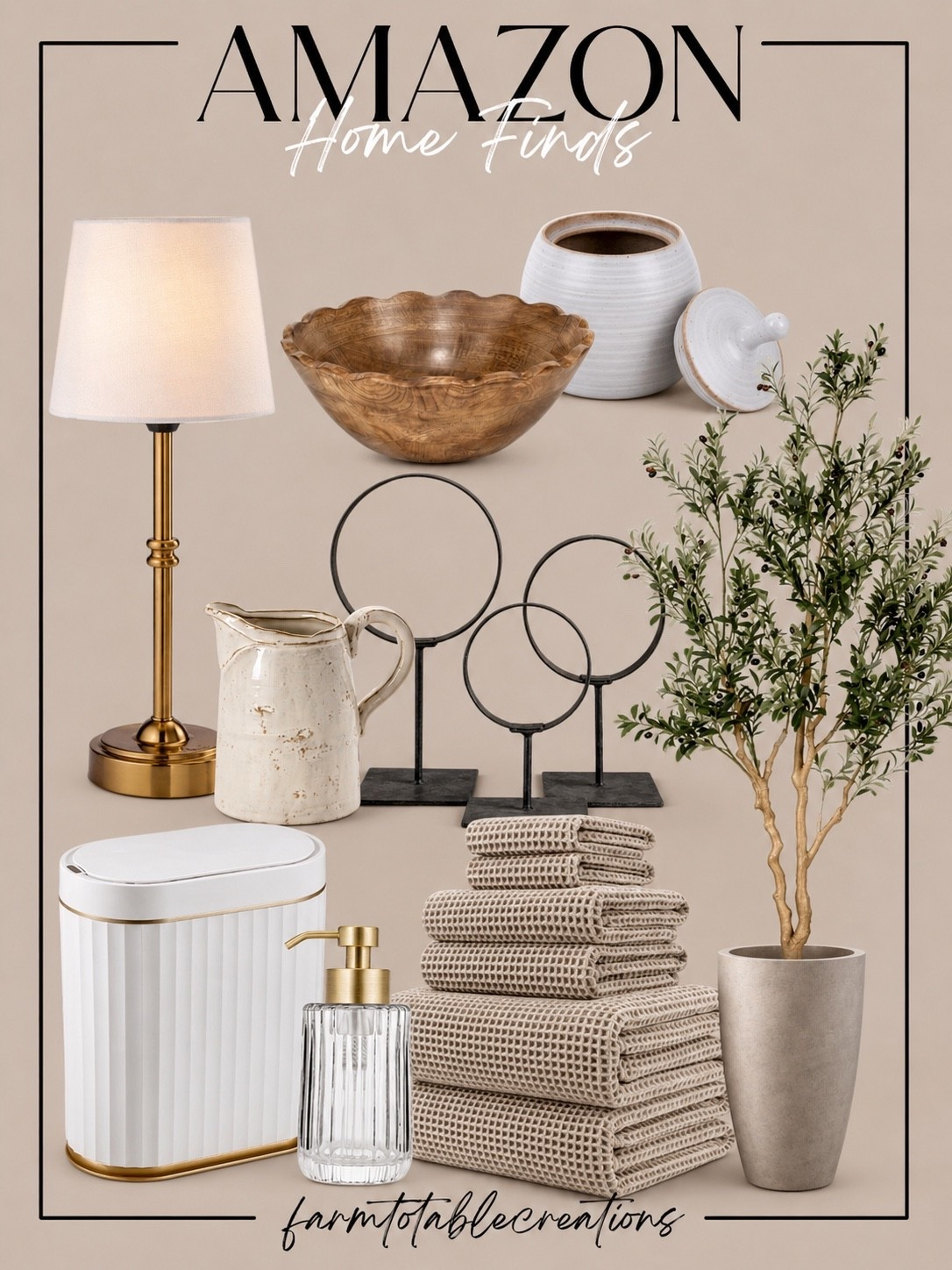 Amazon Home Finds I Use And Love

Follow @farmtotablecreations on Instagram for more home inspiration, styling ideas, and curated finds.

These are the pieces that have earned a permanent place in my home. From the cordless lamp and olive tree to the beautiful wood bowl, kitchen canister, decorative accents, and soft waffle towels, each one adds both function and timeless style to everyday spaces.

I love mixing practical essentials with decorative pieces that create a warm, collected look throughout the home. The neutral tones, natural textures, and classic finishes make these finds easy to style season after season.

Whether you’re refreshing a bathroom, styling open shelving, updating a kitchen countertop, or adding warmth to a living space, these are the pieces I continue reaching for again and again.

#amazonhomefinds #homedecor #olivetree #waffletowels #cordlesslamp

#LTKHome #LTKSaleAlert