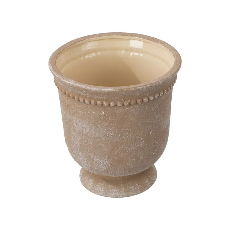 My Texas House Brown Ceramic Urn Planter Pot with Elegant Dot Pattern, 8 inch | Walmart (US)