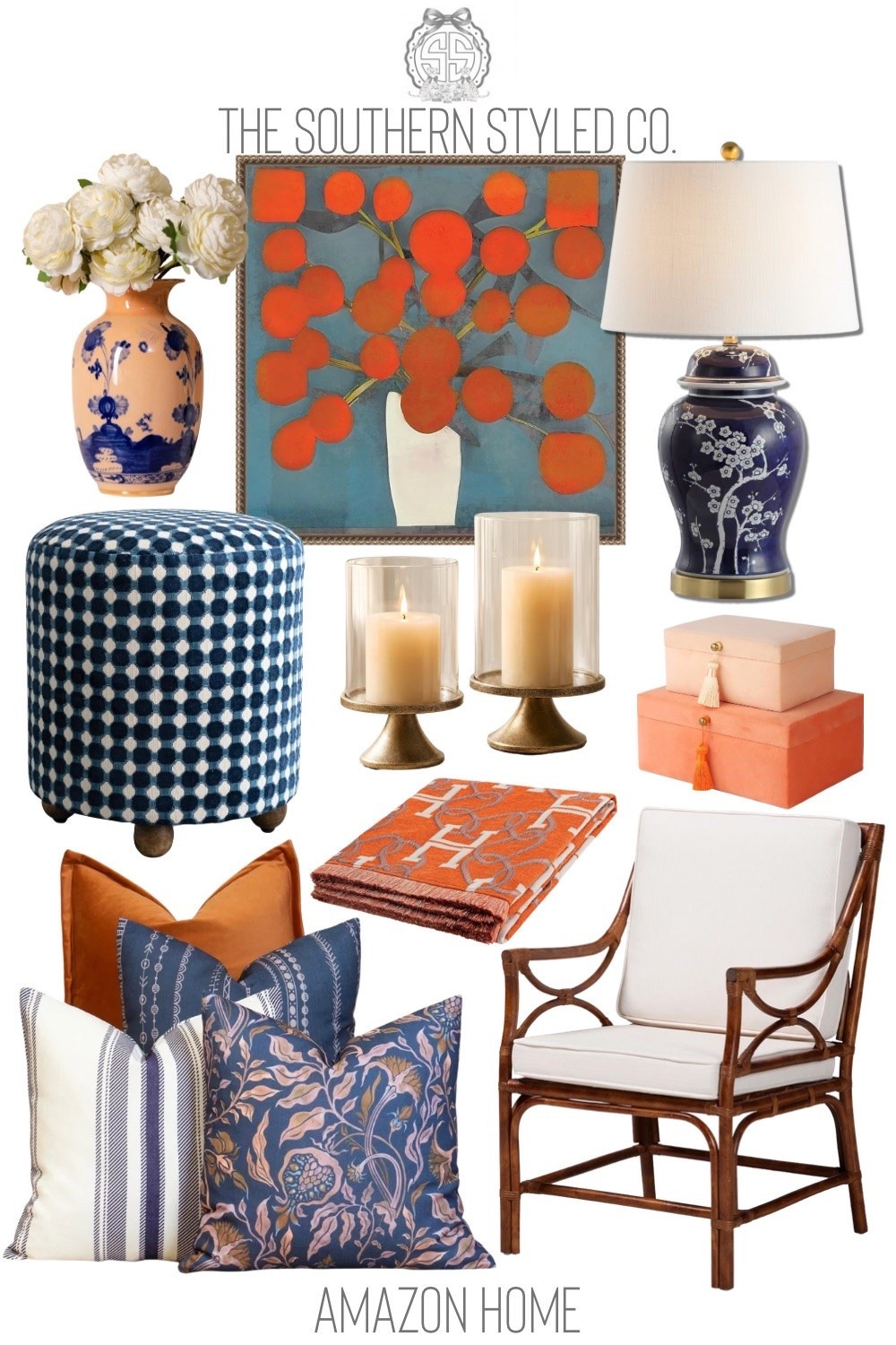 Give your home a colorful fall refresh with these Amazon home finds 💙🍊 Rich navy blue, warm burnt orange and classic chinoiserie details create a cozy, collected look that feels perfect for autumn. From the ginger jar lamp and rattan accent chair to patterned pillows, an upholstered ottoman, decorative boxes, candle holders, a cozy throw and statement wall art, these pieces bring grandmillennial charm and timeless Southern style to any living room, bedroom or home office. Tap to shop this designer-inspired fall home décor!

#FallHomeRefresh #FallHomeDecor #AmazonHome #AmazonHomeFinds #GrandmillennialStyle #SouthernHomeDecor #ChinoiserieDecor #BlueAndOrangeDecor #LivingRoomInspo #ClassicHomeDecor #CozyFallHome #ColorfulHomeDecor #RattanFurniture #LTKHome

#LTKHome #LTKSeasonal #LTKmomlife