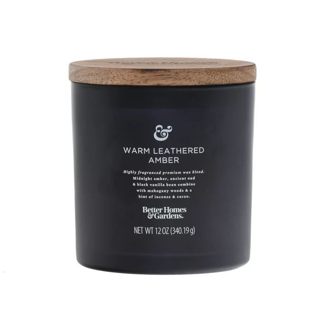 Better Homes & Gardens 12oz Warm Leathered Amber Scented 2-Wick Frosted Jar Candle | Walmart (US)