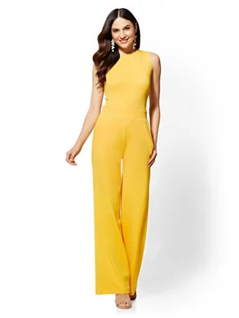 Yellow Tie-Back Jumpsuit | New York & Company