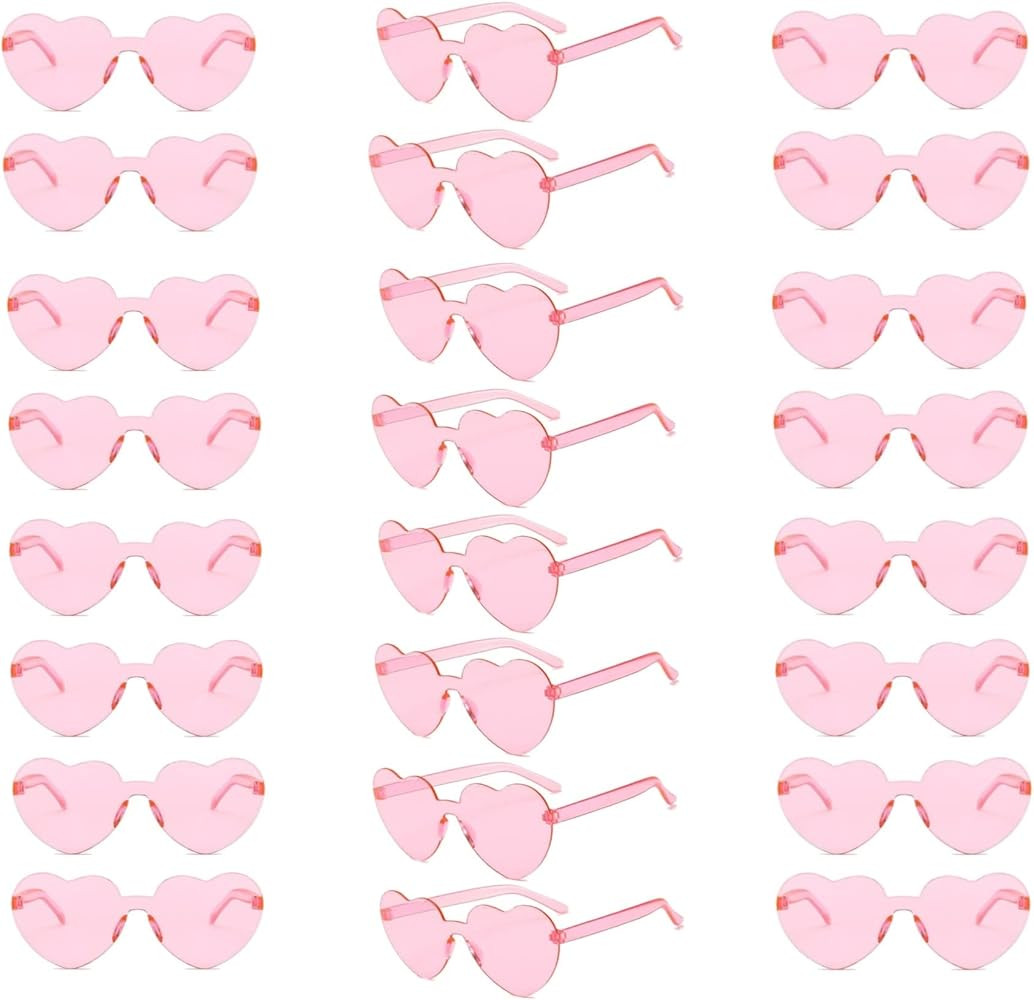 24 Pairs Heart Glasses Candy Rimless Sunglasses Trendy Eyewear Heart Sunglasses Bulk for Party Fa... | Amazon (US)