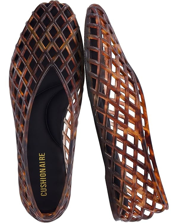 CUSHIONAIRE Siesta Modern Lattice Ballet Flats for Women, Comfortable Slip On Pointed Toe Womens ... | Amazon (US)