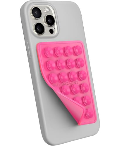 StickyGrippy Suction Phone Case Mount, Sillicon Adhesive Phone Accessory for iPhone and Android, Hands-Free Strong Grip Mirror Shower Phone Holder, Tiktok Videos and Selfies (Pink) | Amazon (US)