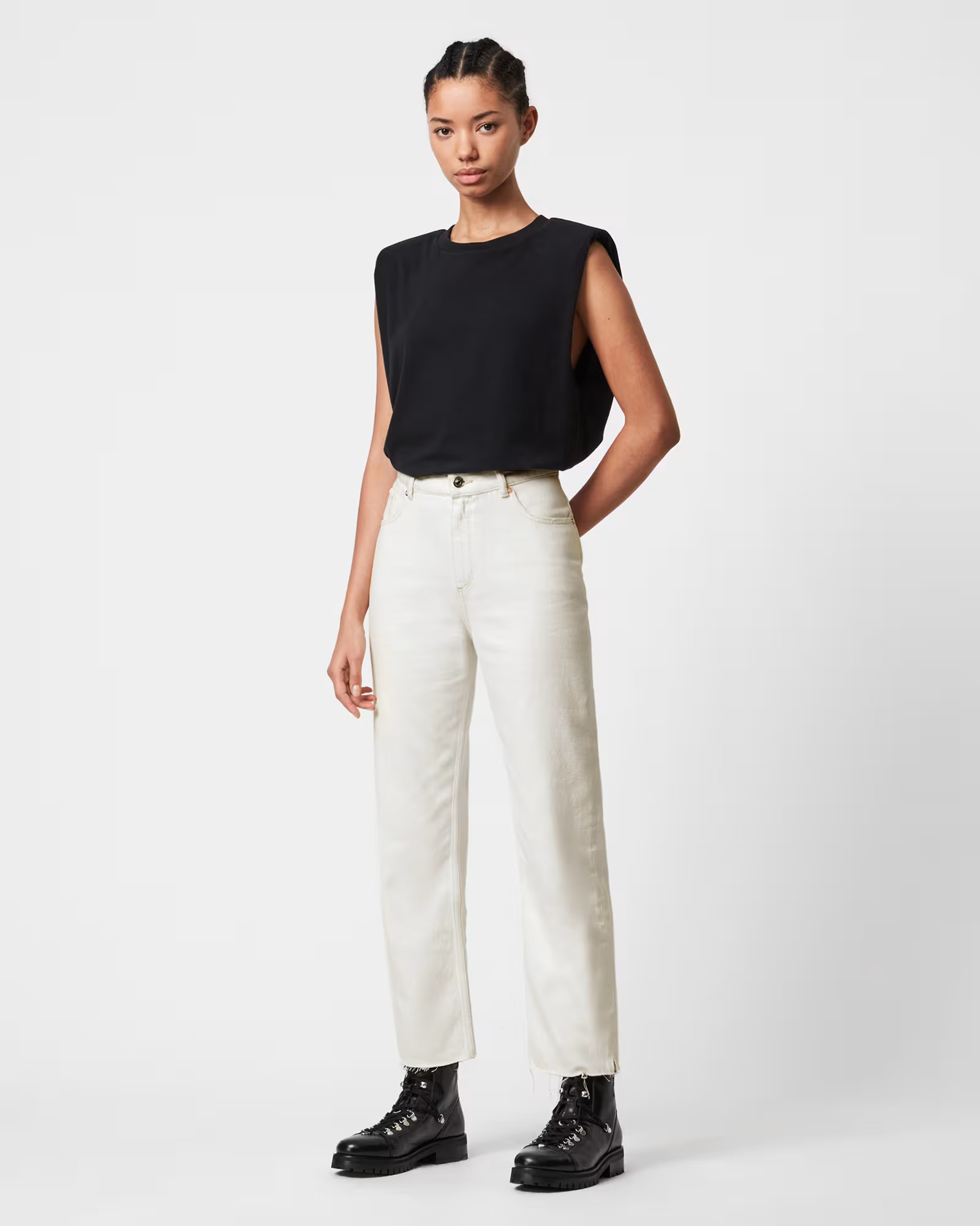 Cali High-Rise Straight Jeans, Natural White | AllSaints US