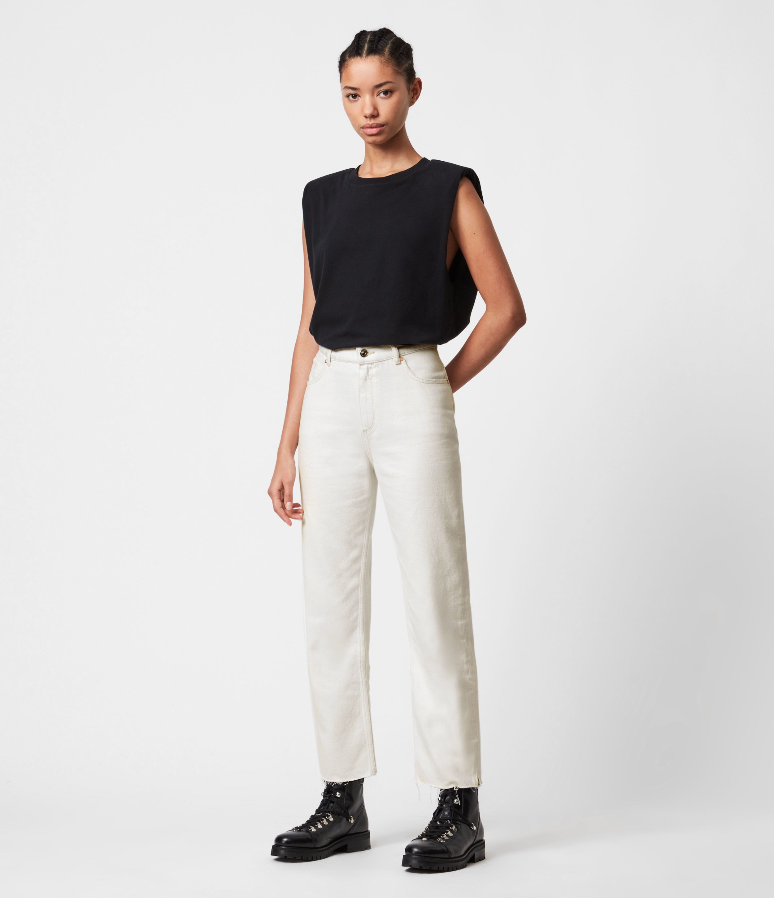 Cali High-Rise Straight Jeans, Natural White | AllSaints US