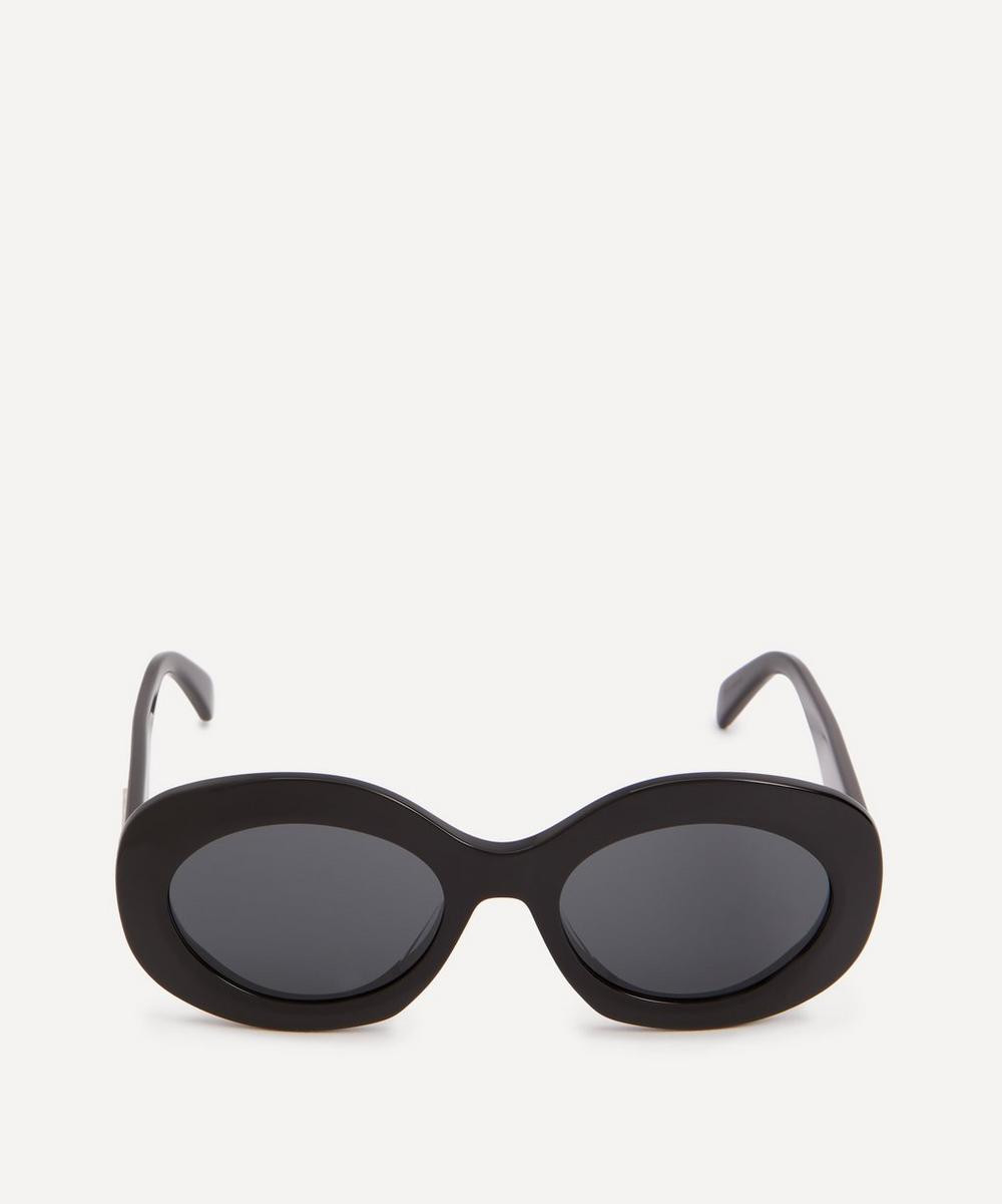 Celine Women's Triomphe Chunky Oval Shiny Acetate Sunglasses Black Smoke | Liberty London (UK)