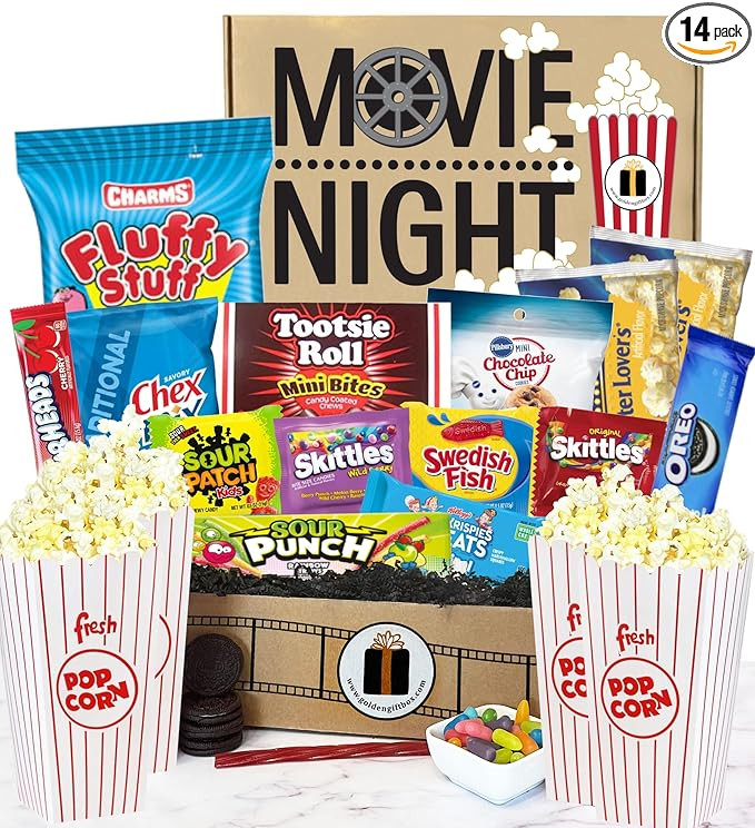 Deluxe Movie Night Gift Baskets - Popcorn Gift Set For A Memorable Movie Night With Popcorn Bucke... | Amazon (US)