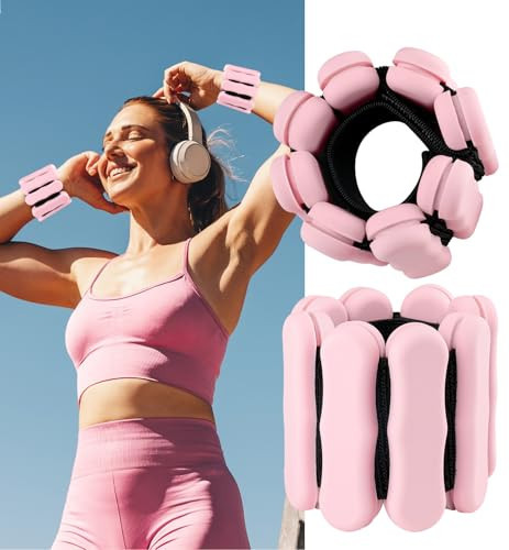 Wrist Weights for Women Men Kids Adjustable Ankle Weights 2lb*2 Arm & Leg Weight Weighted Wristbands Wrist Bangles for Strength Training Walking Swimming Exercises Yoga Physical Therapy Pink | Amazon (US)