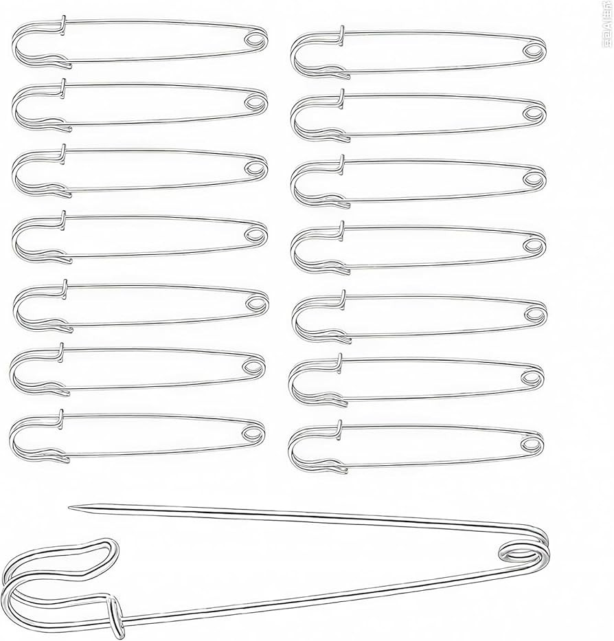 15 Pcs Large Safety Pins, 3 Inch / 75 mm Strong Heavy Duty Extra Large Safety Pin for Clothes, Sh... | Amazon (UK)